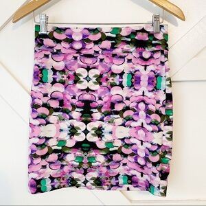 L’Amour Nanette Lepore Watercolor Polka Dot Stretchy Mini Pencil Skirt Sz M